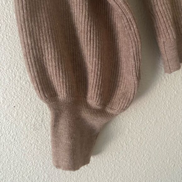 Philosophy Viscose Pink Ribbed Knit Balloon Sleeve V-Nec sweater L - Picture 2 of 5